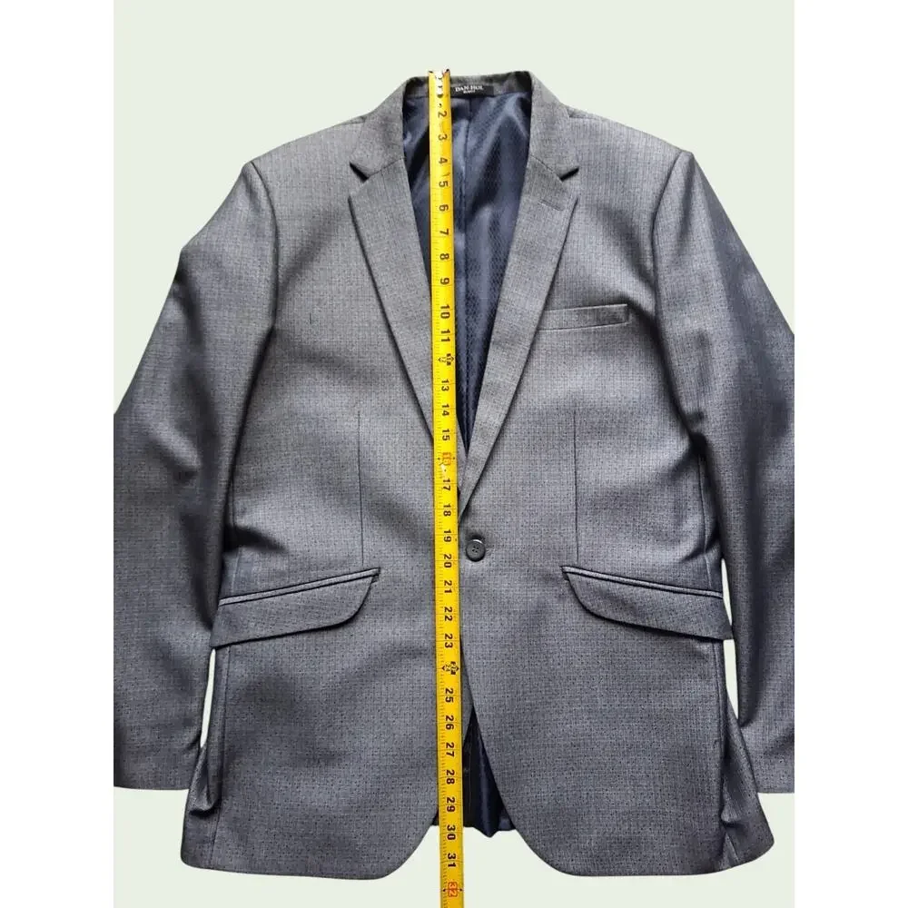 Dan-Hol Slim Fit Gray 2 Piece Suit Mens L 34x30 One Button Career Wedding